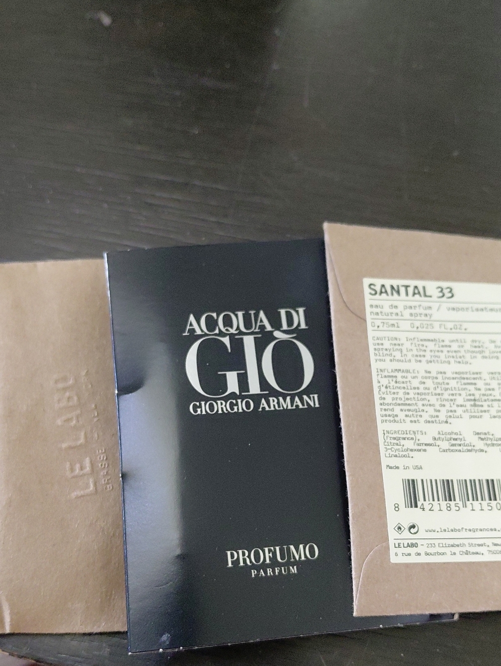 GWP set of 3 Giorgio Armani and LE LABO Parfum